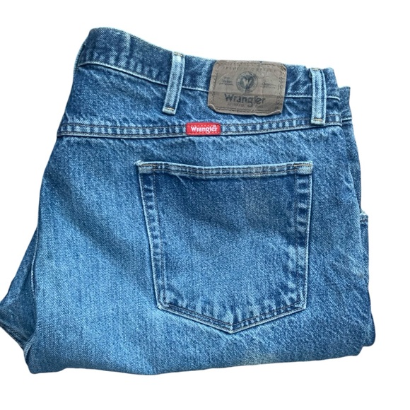 WRANGLER Men’s Destroyed Distressed Denim Blue Jeans Pants 44” x 30” - Picture 1 of 14